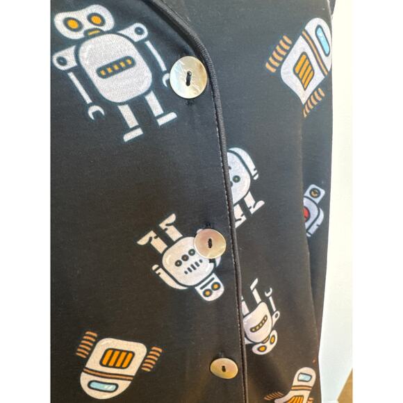 ModCloth Robot Breakfast For Dinner Long Sleeve Sleep Shirt Navy Women Sz S NWT - Picture 5 of 10